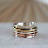 Meditation Ring ~ Spinner Ring~ Spinning ~ Yoga~ Anxiety ~ Anti Stress ~ Thin Band ~ Sterling Silver 925 ~Handmade ~Copper ~Bronze ~MS029