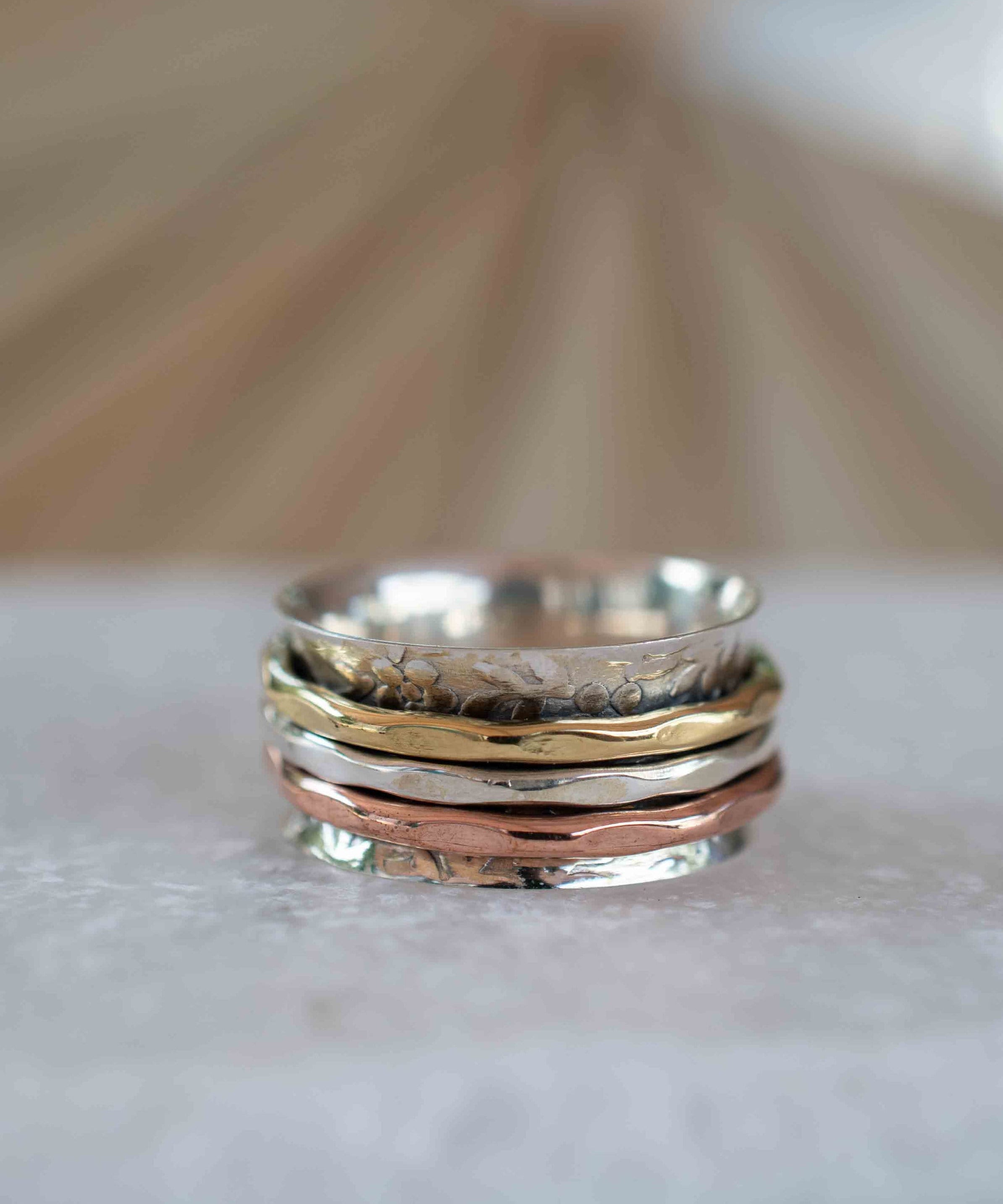 Meditation Ring ~ Spinner Ring~ Spinning ~ Yoga~ Anxiety ~ Anti Stress ~ Thin Band ~ Sterling Silver 925 ~Handmade ~Copper ~Bronze ~MS029