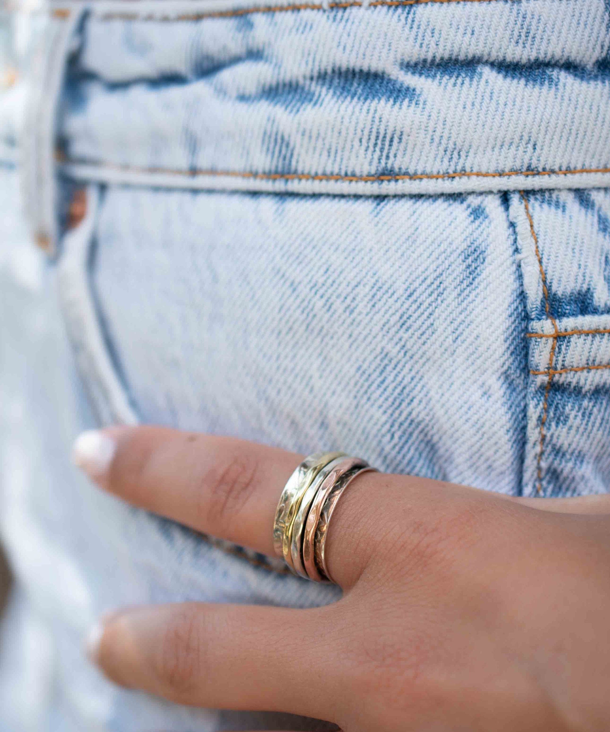 Meditation Ring ~ Spinner Ring~ Spinning ~ Yoga~ Anxiety ~ Anti Stress ~ Thin Band ~ Sterling Silver 925 ~Handmade ~Copper ~Bronze ~MS029