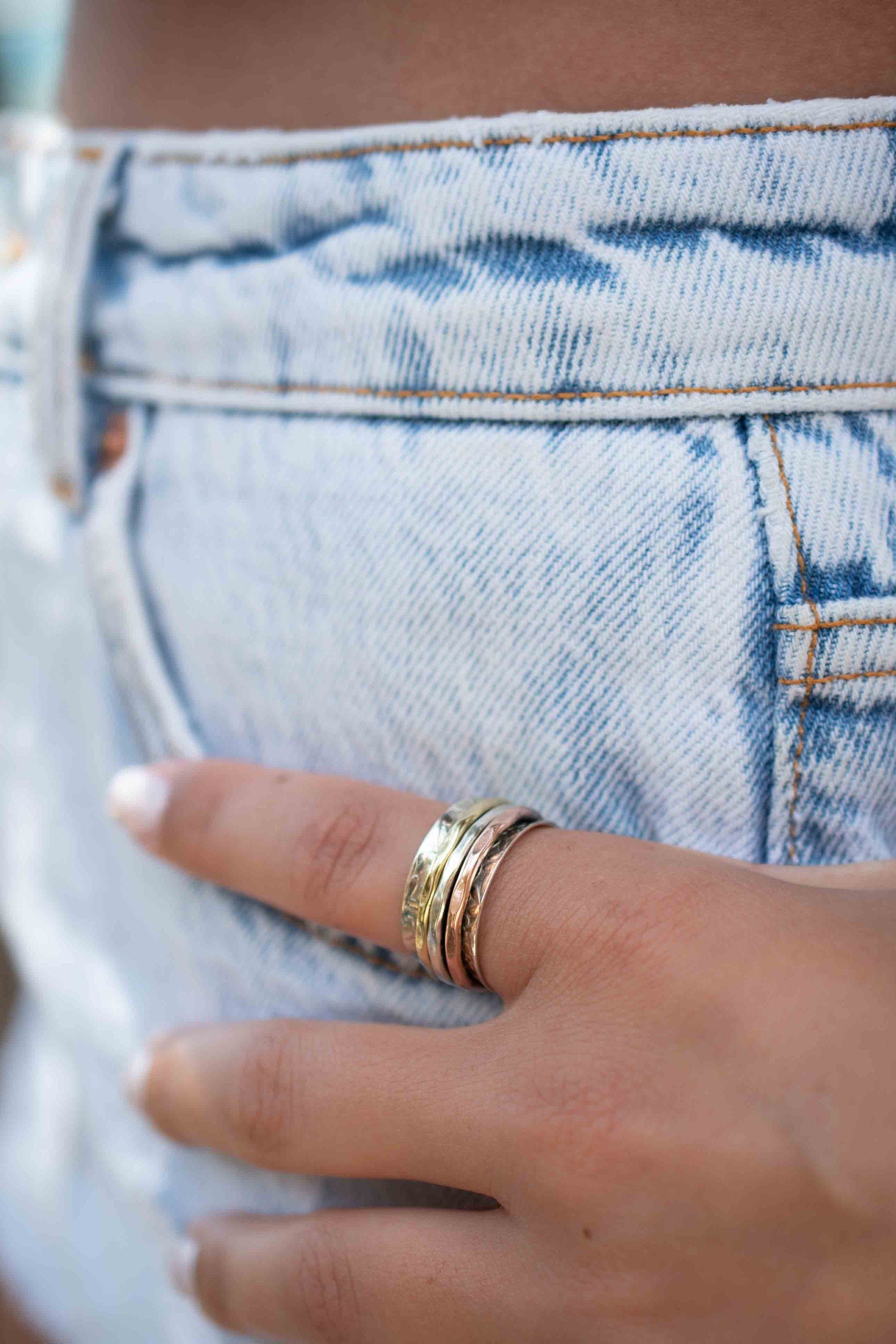 Meditation Ring ~ Spinner Ring~ Spinning ~ Yoga~ Anxiety ~ Anti Stress ~ Thin Band ~ Sterling Silver 925 ~Handmade ~Copper ~Bronze ~MS029