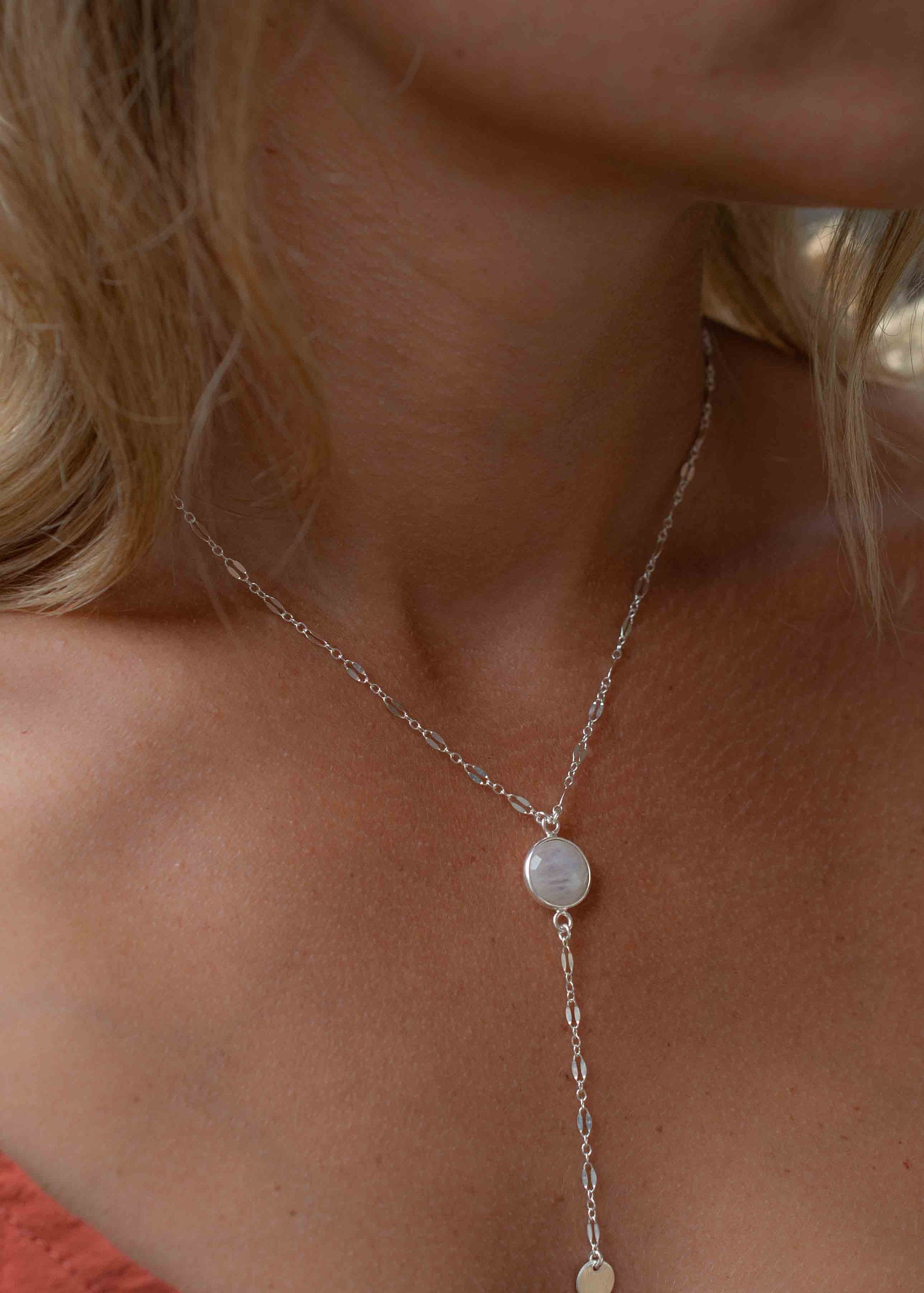 Labradorite or Moonstone Necklace ~ Sterling Silver 925 or Gold Filled ~ Y Necklace ~ Jewelry ~ Minimalist ~ Handmade~ Delicate MN013