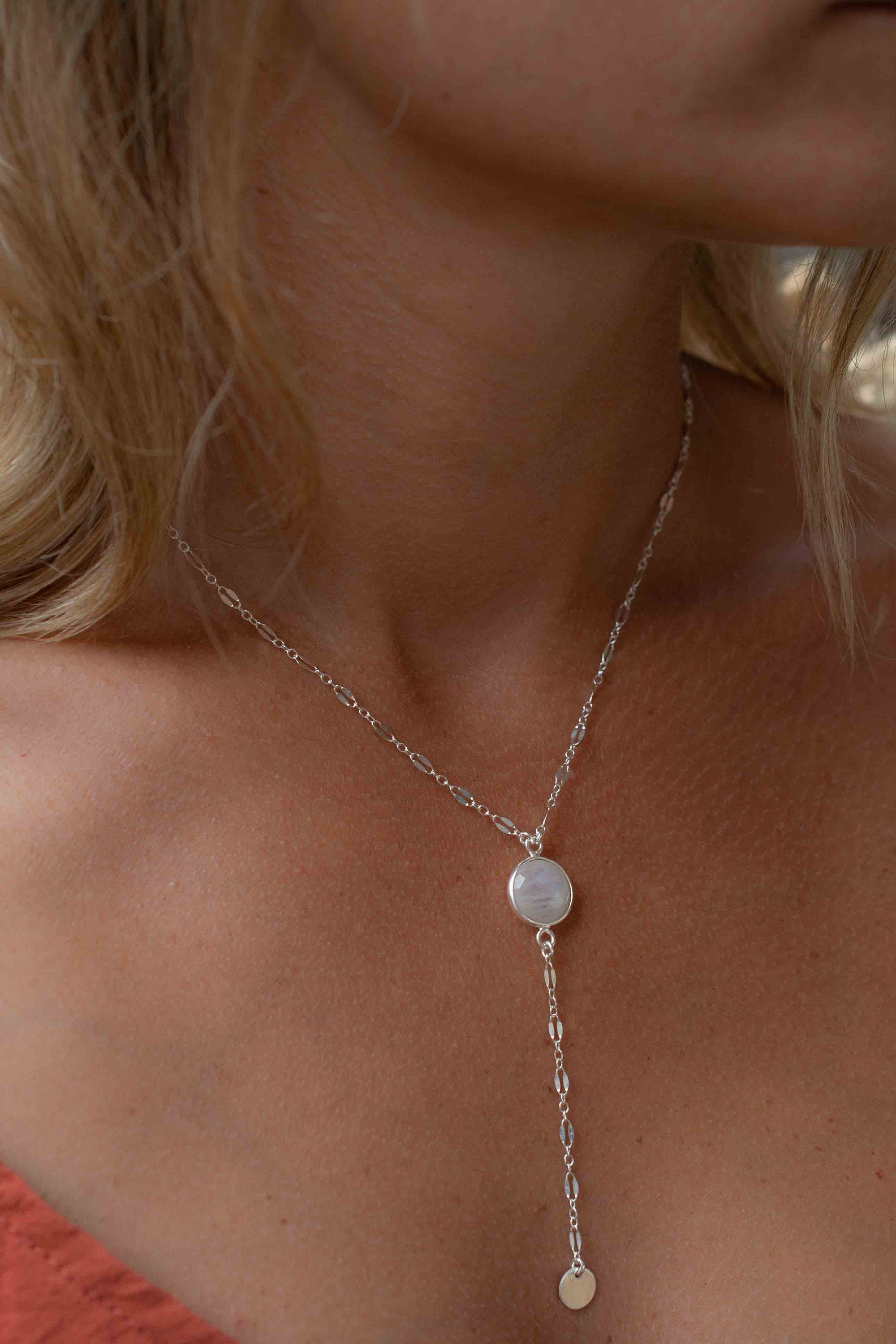 Labradorite or Moonstone Necklace ~ Sterling Silver 925 or Gold Filled ~ Y Necklace ~ Jewelry ~ Minimalist ~ Handmade~ Delicate MN013
