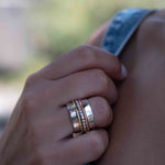 SALE Spinner Ring~Spinning ~Spin ~Meditation ~Anxiety ~Anti Stress~Large Band ~Sterling Silver 925 ~Handmade ~Mix Metals~Copper~Bronze~MS030