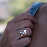 SALE Spinner Ring~Spinning ~Spin ~Meditation ~Anxiety ~Anti Stress~Large Band ~Sterling Silver 925 ~Handmade ~Mix Metals~Copper~Bronze~MS030