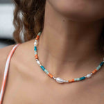 Colored Jasper and Pearl necklace~ Sterling Silver 925 or Gold Filled ~ Choker ~ Jewelry ~ Gift For Her ~ Minimalist~ Handmade - MN100