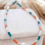 Colored Jasper and Pearl necklace~ Sterling Silver 925 or Gold Filled ~ Choker ~ Jewelry ~ Gift For Her ~ Minimalist~ Handmade - MN100
