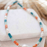 Colored Jasper and Pearl necklace~ Sterling Silver 925 or Gold Filled ~ Choker ~ Jewelry ~ Gift For Her ~ Minimalist~ Handmade - MN100