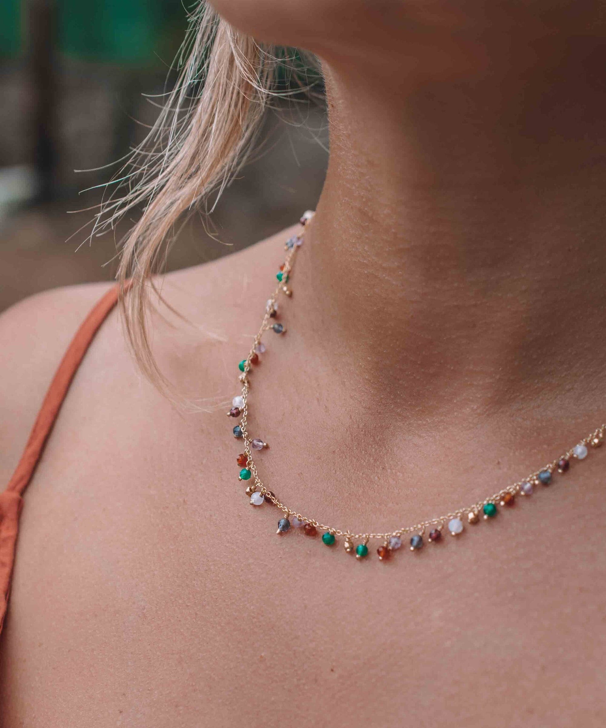Moonstone, Garnet, Amethyst Choker ~ Gold Vermeil or Sterling Silver ~ Choker ~ Jewelry ~ Gift For Her ~ Minimalist~ Handmade~MN109