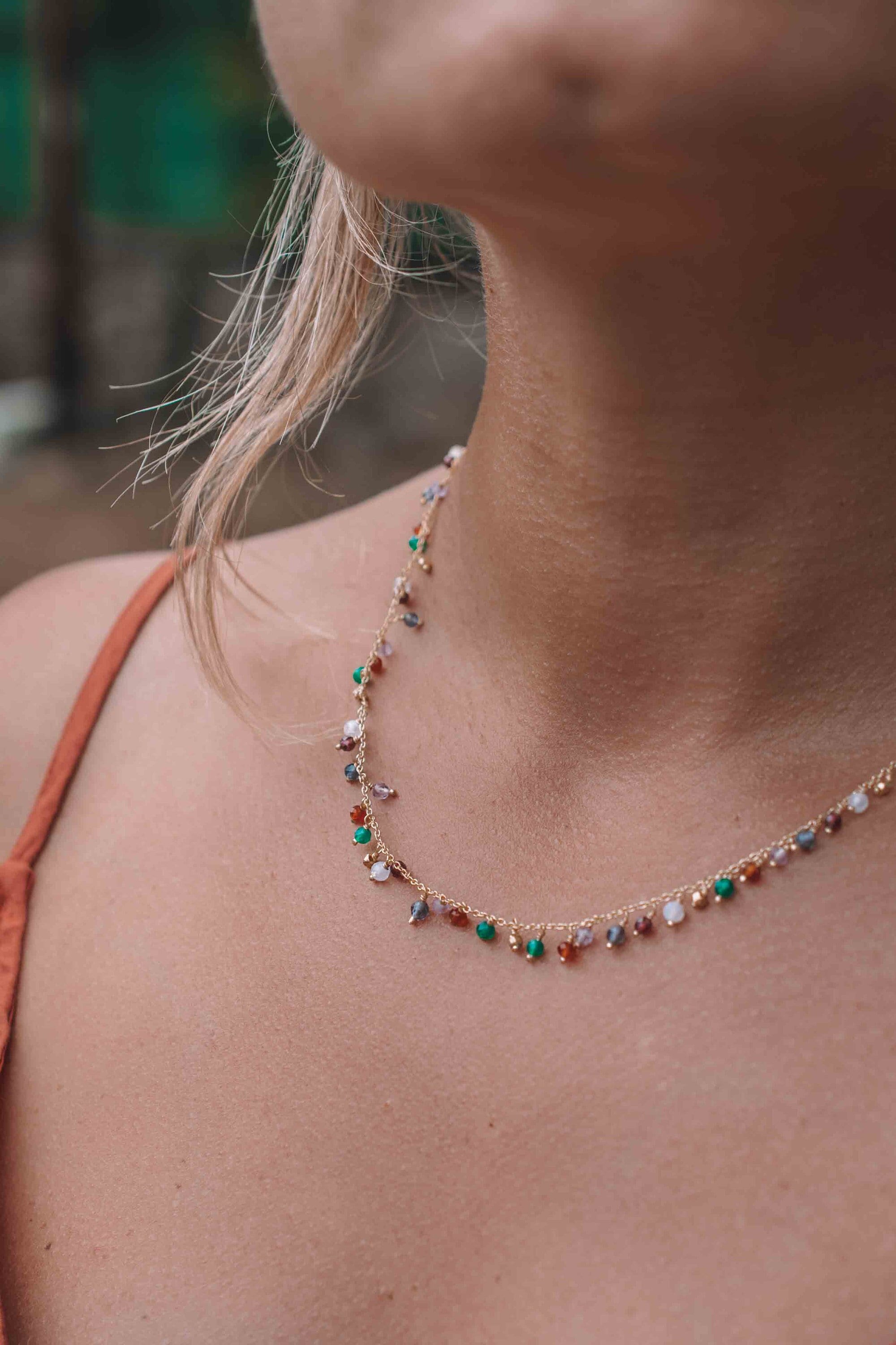 Moonstone, Garnet, Amethyst Choker ~ Gold Vermeil or Sterling Silver ~ Choker ~ Jewelry ~ Gift For Her ~ Minimalist~ Handmade~MN109