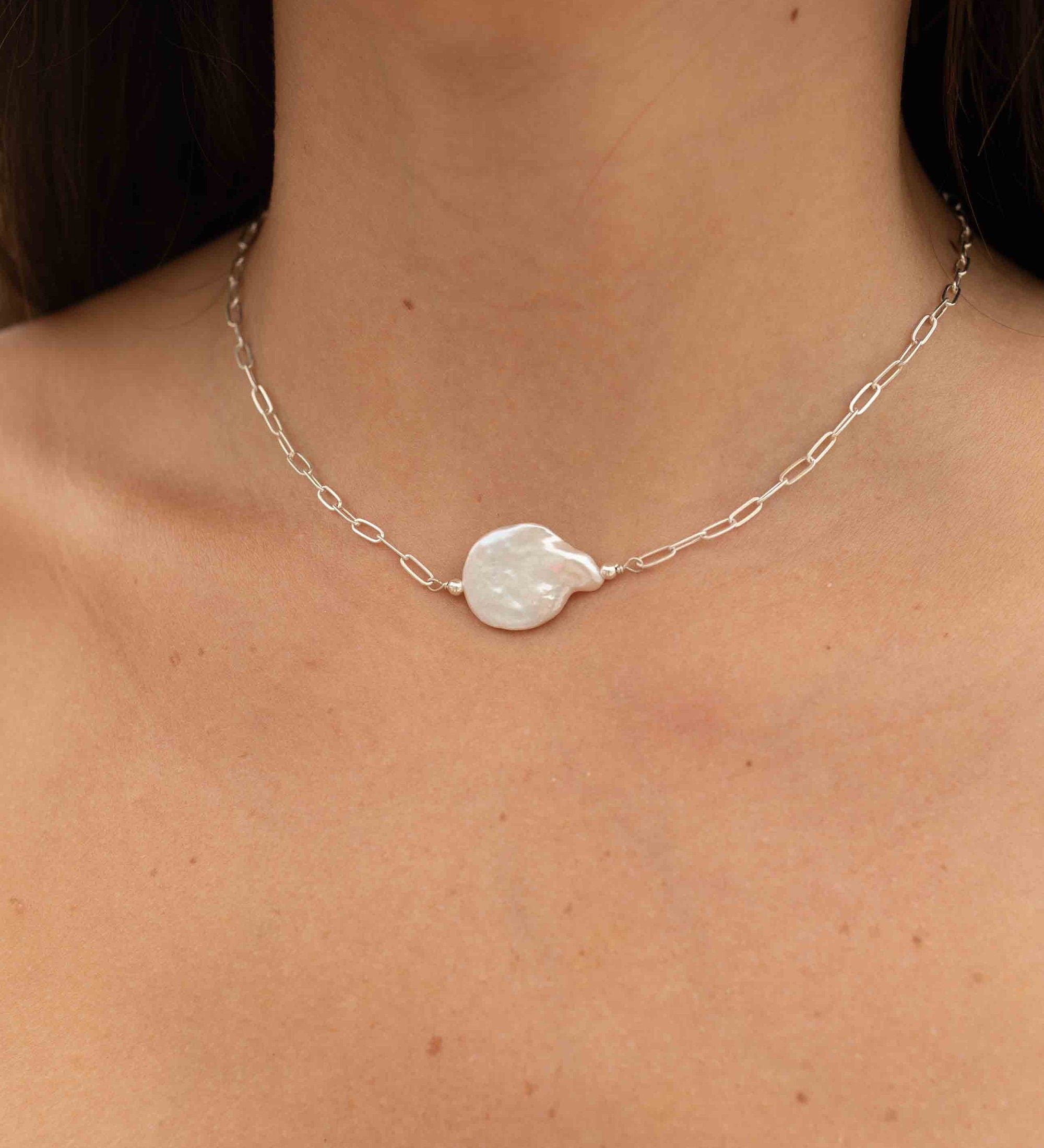 Baroque Coin Pearl Necklace ~ Gold Filled or Sterling Silver ~ Dainty ~ Gold Filled ~Minimalist ~Delicate ~Layered M