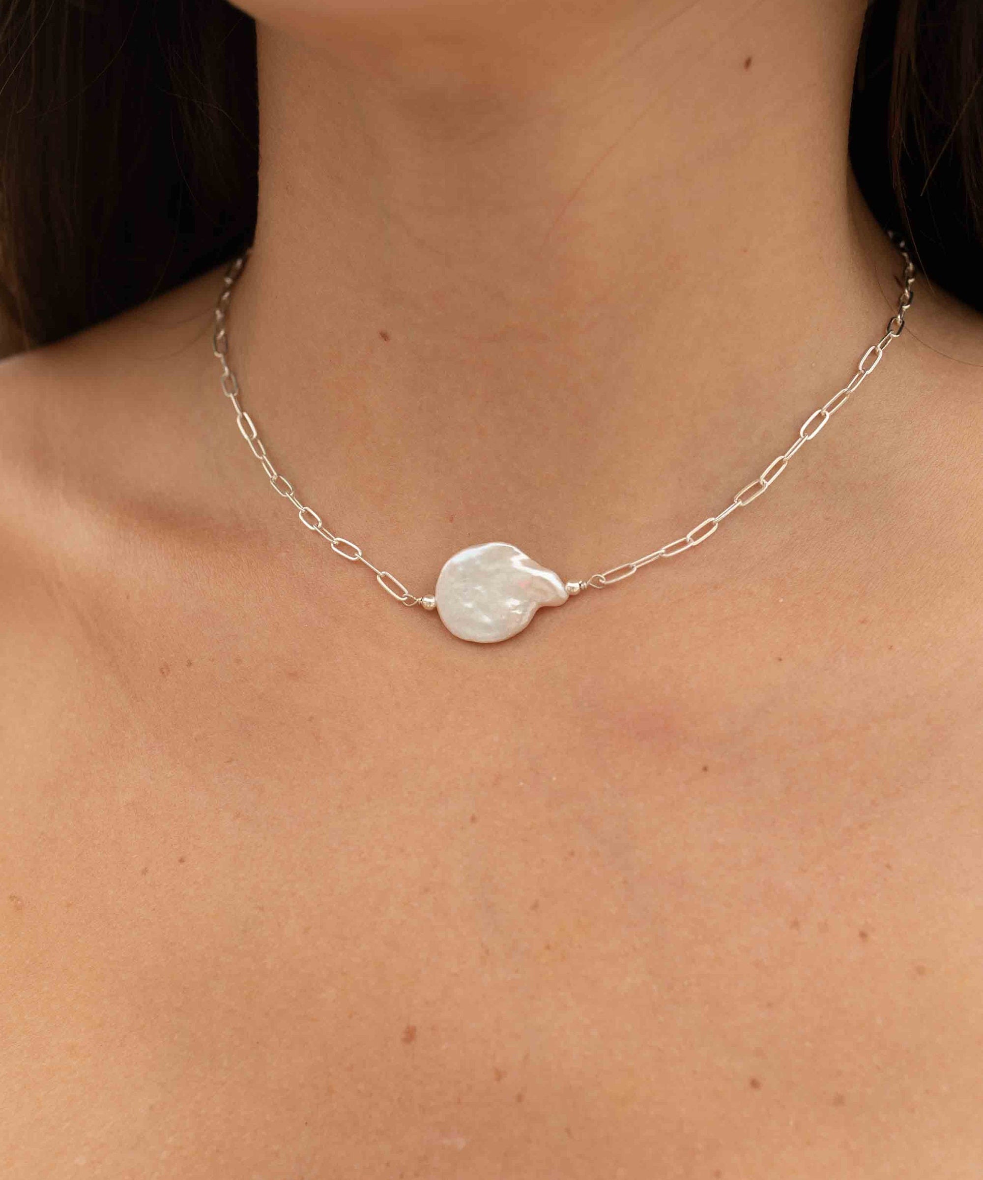 Baroque Coin Pearl Necklace ~ Gold Filled or Sterling Silver ~ Dainty ~ Gold Filled ~Minimalist ~Delicate ~Layered M