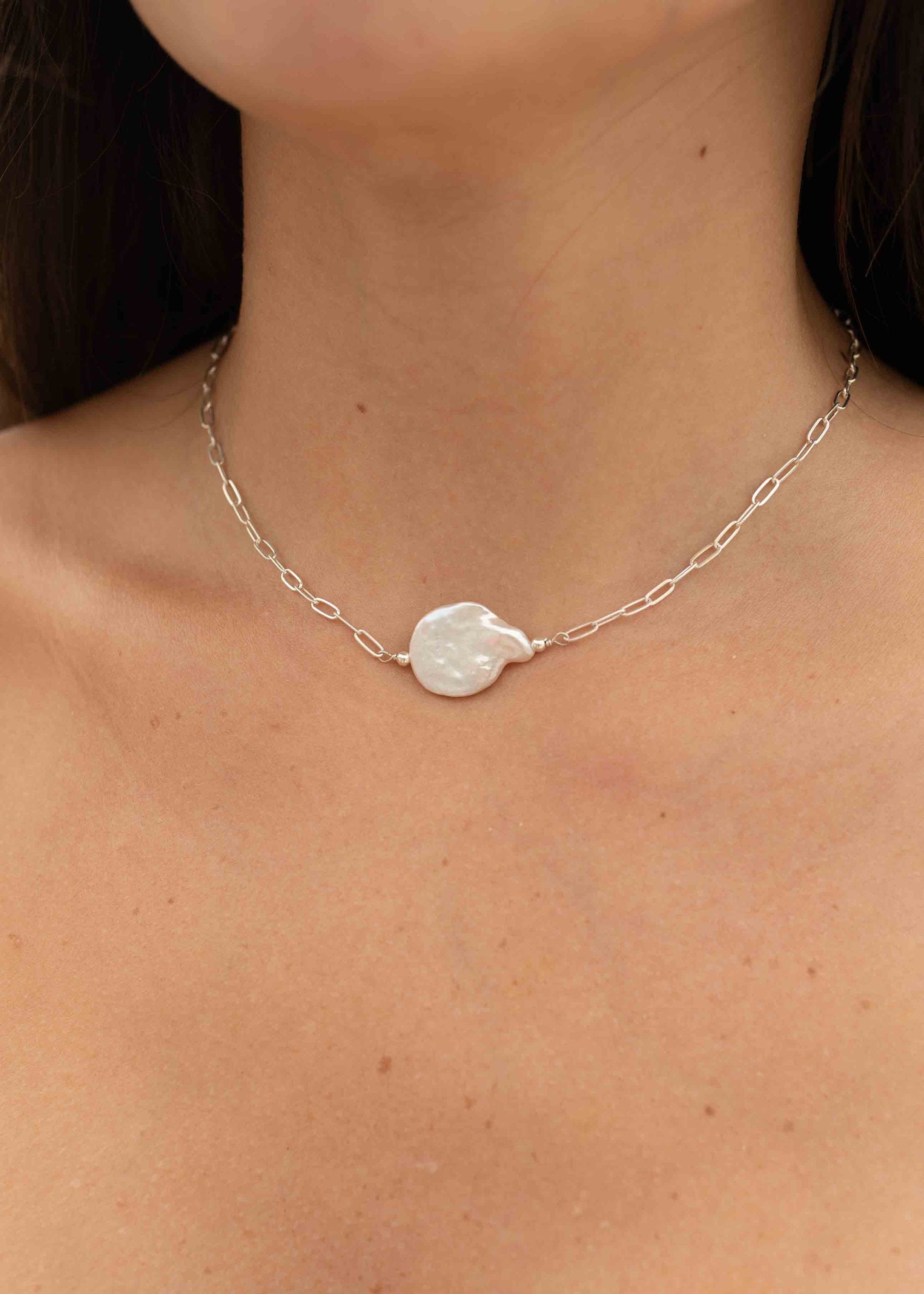 Baroque Coin Pearl Necklace ~ Gold Filled or Sterling Silver ~ Dainty ~ Gold Filled ~Minimalist ~Delicate ~Layered M