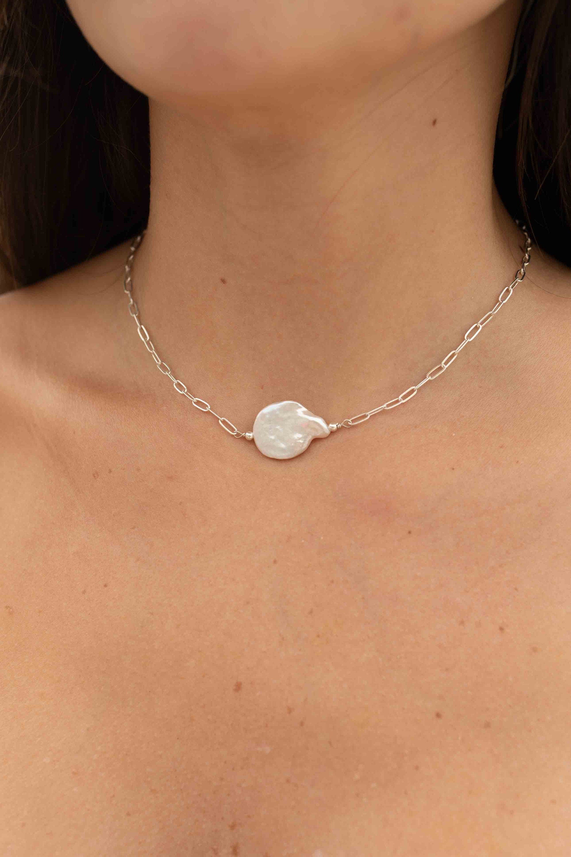 Baroque Coin Pearl Necklace ~ Gold Filled or Sterling Silver ~ Dainty ~ Gold Filled ~Minimalist ~Delicate ~Layered M