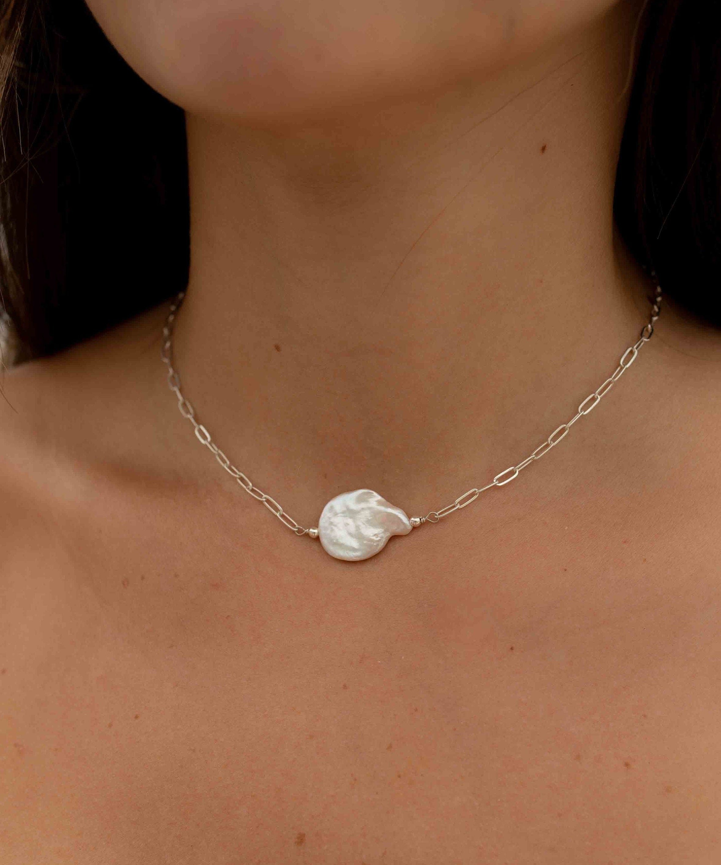 Baroque Coin Pearl Necklace ~ Gold Filled or Sterling Silver ~ Dainty ~ Gold Filled ~Minimalist ~Delicate ~Layered M