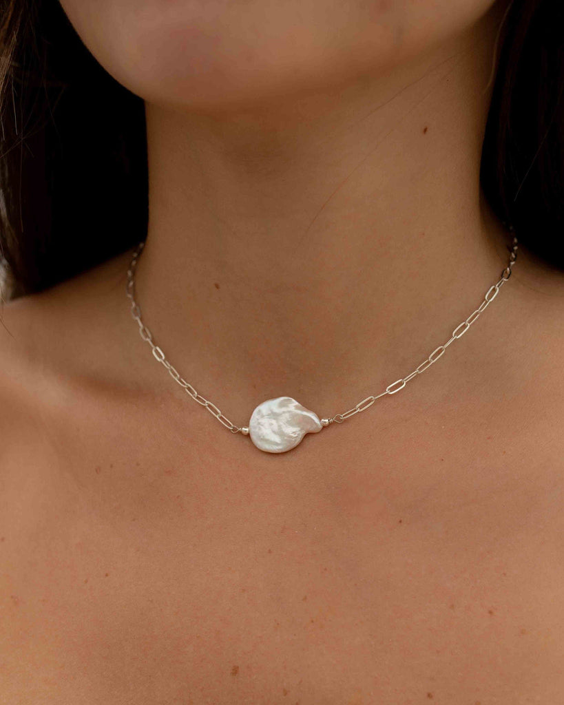 Baroque Coin Pearl Necklace ~ Gold Filled or Sterling Silver ~ Dainty ~ Gold Filled ~Minimalist ~Delicate ~Layered M