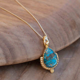 Moonstone, Labradorite, Larimar or Turquoise Pendant ~ Gold Plated over Sterling Silver ~ Necklace ~ minimalist ~ Delicate ~Everyday ~MN172A