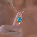 Moonstone, Labradorite, Larimar or Turquoise Pendant ~ Gold Plated over Sterling Silver ~ Necklace ~ minimalist ~ Delicate ~Everyday ~MN172A