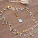 Moonstone, Labradorite, Aqua Chalcedony, Tourmaline or Turquoise Choker Necklace ~ Gold Plated 18k ~Jewelry ~ Minimalist ~Layered ~ MN135