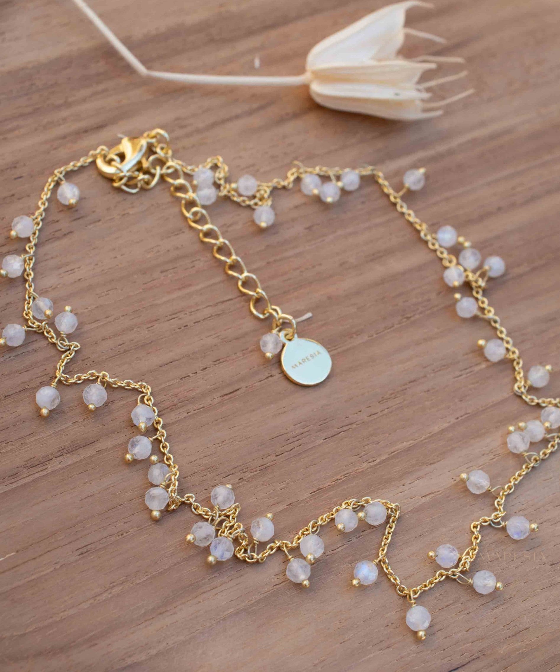 Moonstone, Labradorite, Aqua Chalcedony, Tourmaline or Turquoise Choker Necklace ~ Gold Plated 18k ~Jewelry ~ Minimalist ~Layered ~ MN135