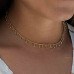Moonstone, Labradorite, Aqua Chalcedony, Tourmaline or Turquoise Choker Necklace ~ Gold Plated 18k ~Jewelry ~ Minimalist ~Layered ~ MN135