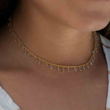 Moonstone, Labradorite, Aqua Chalcedony, Tourmaline or Turquoise Choker Necklace ~ Gold Plated 18k ~Jewelry ~ Minimalist ~Layered ~ MN135