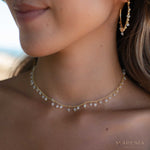 Moonstone, Labradorite, Aqua Chalcedony, Tourmaline or Turquoise Choker Necklace ~ Gold Plated 18k ~Jewelry ~ Minimalist ~Layered ~ MN135