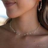 Moonstone, Labradorite, Aqua Chalcedony, Tourmaline or Turquoise Choker Necklace ~ Gold Plated 18k ~Jewelry ~ Minimalist ~Layered ~ MN135