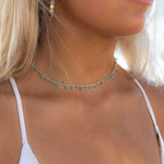 Moonstone, Labradorite, Aqua Chalcedony, Tourmaline or Turquoise Choker Necklace ~ Gold Plated 18k ~Jewelry ~ Minimalist ~Layered ~ MN135