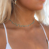 Moonstone, Labradorite, Aqua Chalcedony, Tourmaline or Turquoise Choker Necklace ~ Gold Plated 18k ~Jewelry ~ Minimalist ~Layered ~ MN135