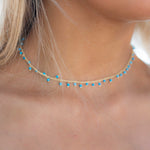 Moonstone, Labradorite, Aqua Chalcedony, Tourmaline or Turquoise Choker Necklace ~ Gold Plated 18k ~Jewelry ~ Minimalist ~Layered ~ MN135