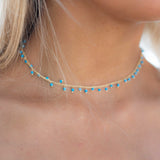 Moonstone, Labradorite, Aqua Chalcedony, Tourmaline or Turquoise Choker Necklace ~ Gold Plated 18k ~Jewelry ~ Minimalist ~Layered ~ MN135