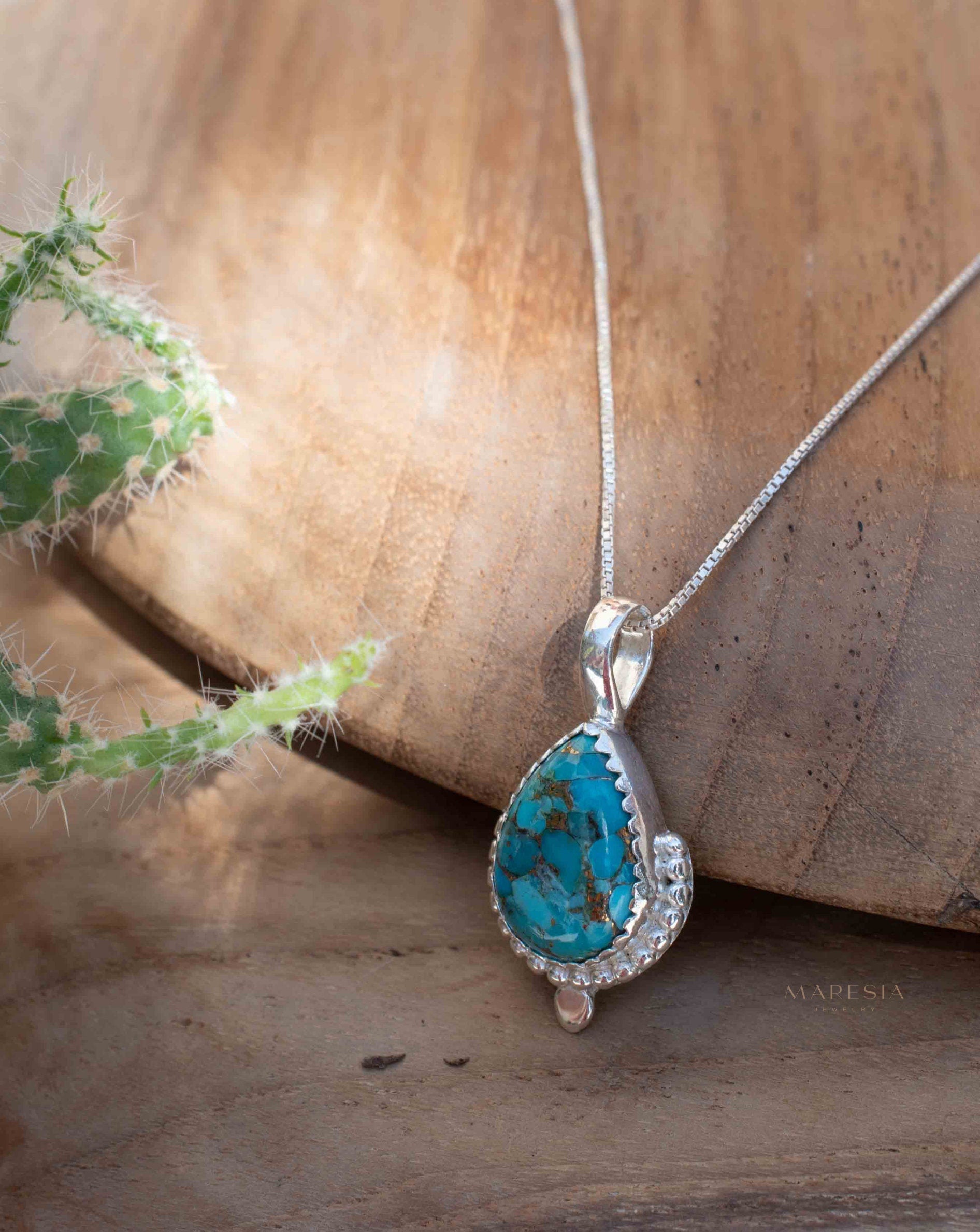 Copper Turquoise Necklace ~ Sterling Silver ~ MN173B