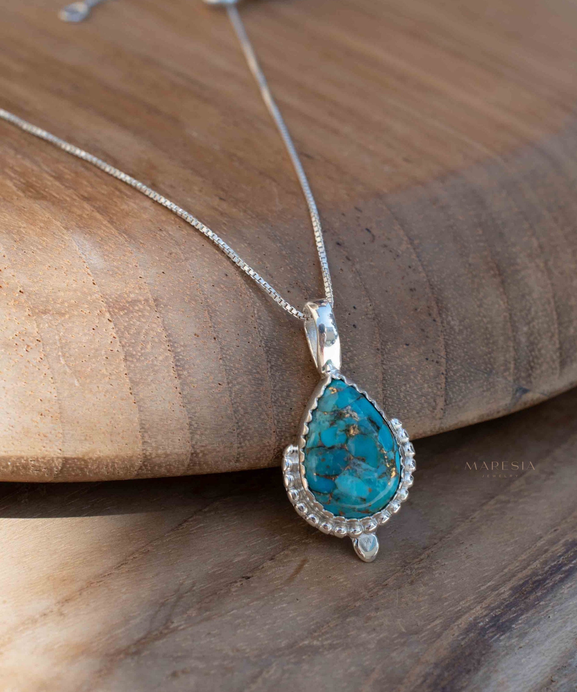 Copper Turquoise Necklace ~ Sterling Silver ~ MN173B