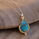 Moonstone, Labradorite, Larimar or Turquoise Pendant ~ Gold Plated over Sterling Silver ~ Necklace ~ minimalist ~ Delicate ~Everyday ~MN172A