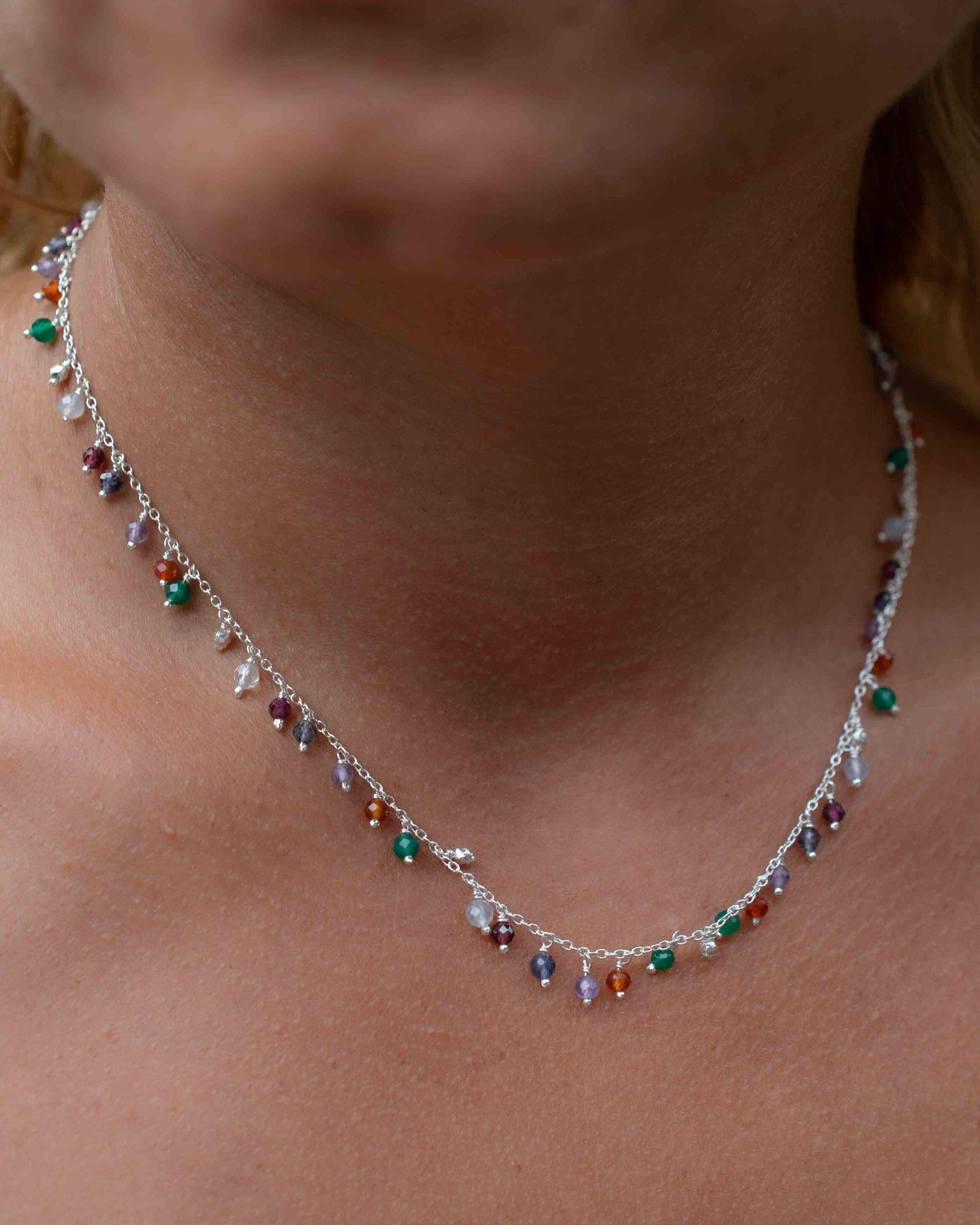 Moonstone, Garnet, Amethyst Choker ~ Gold Vermeil or Sterling Silver ~ Choker ~ Jewelry ~ Gift For Her ~ Minimalist~ Handmade~MN109