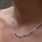 Moonstone, Garnet, Amethyst Choker ~ Gold Vermeil or Sterling Silver ~ Choker ~ Jewelry ~ Gift For Her ~ Minimalist~ Handmade~MN109