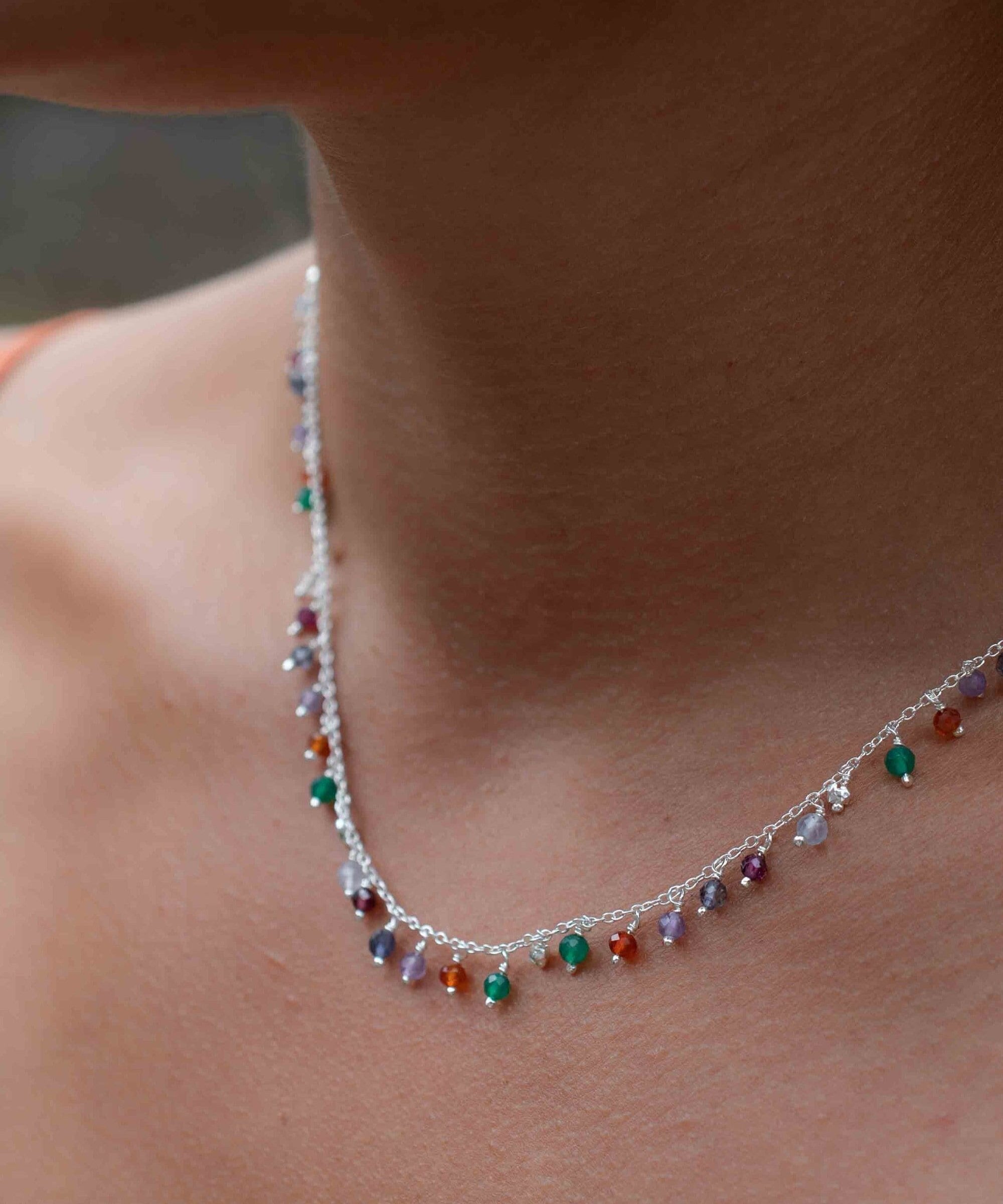 Moonstone, Garnet, Amethyst Choker ~ Gold Vermeil or Sterling Silver ~ Choker ~ Jewelry ~ Gift For Her ~ Minimalist~ Handmade~MN109