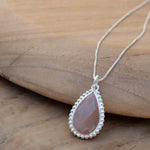 Labradorite, Pink Moonstone, Black Onyx, Aventurine & Aqua Chalcedony Necklace ~ Tear Drop ~ Sterling Silver
