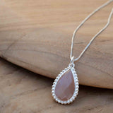 Labradorite, Pink Moonstone, Black Onyx, Aventurine & Aqua Chalcedony Necklace ~ Tear Drop ~ Sterling Silver