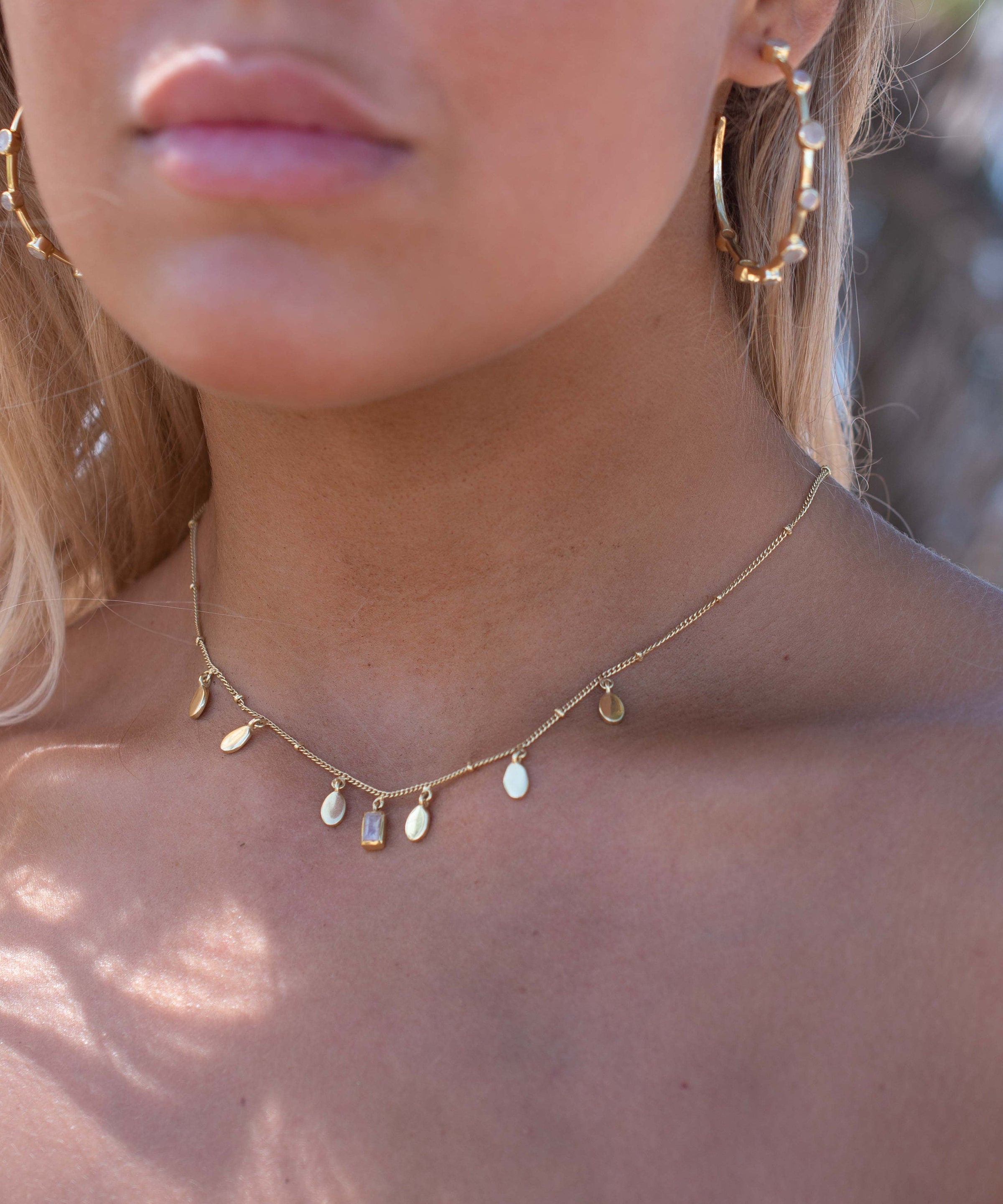 Moonstone Necklace ~ Bohemina look ~ Gold Plated over Sterling Silver ~ Handmade ~ Minimalist ~MN161