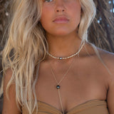 Tahitian Pearls Y Long necklace ~ Gold Filled or Sterling Silver ~Dainty Gold Necklace ~ Hammered Circle~Minimalist ~Delicate~Layered MN157