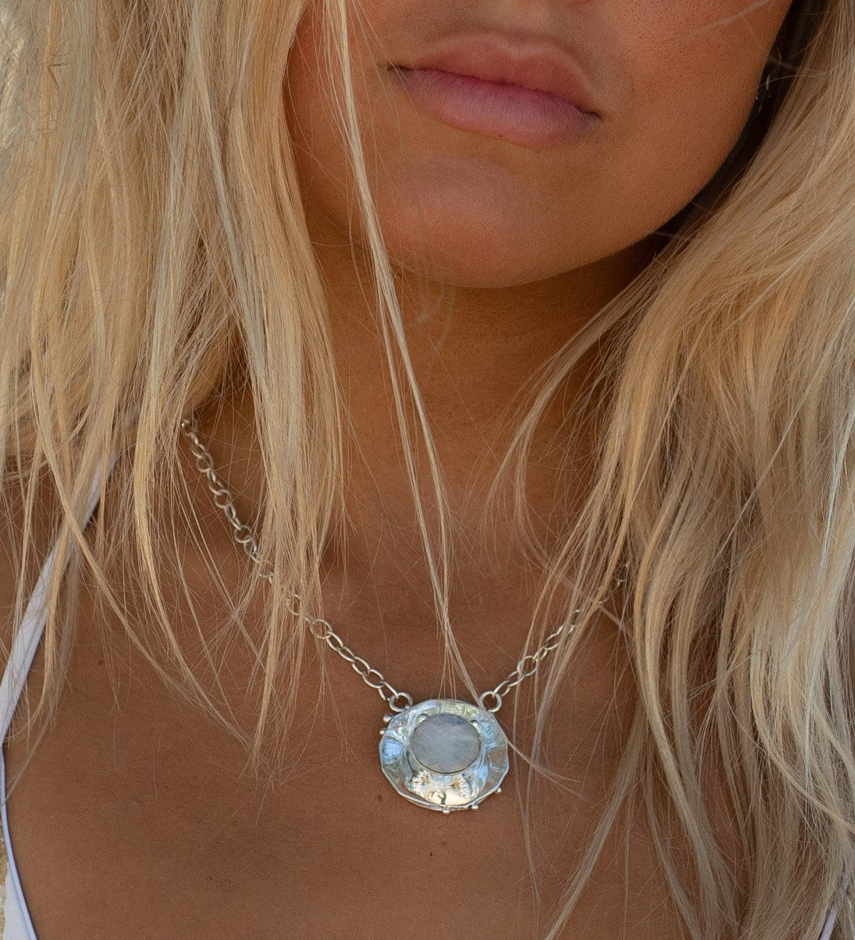 Moonstone Necklace ~ Sterling Silver 925 ~Jewelry ~ Statement ~ Handmade~ Chain~ ~Layered ~ MN160