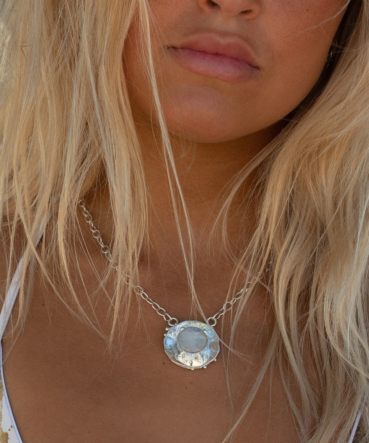 Moonstone Necklace ~ Sterling Silver 925 ~Jewelry ~ Statement ~ Handmade~ Chain~ ~Layered ~ MN160