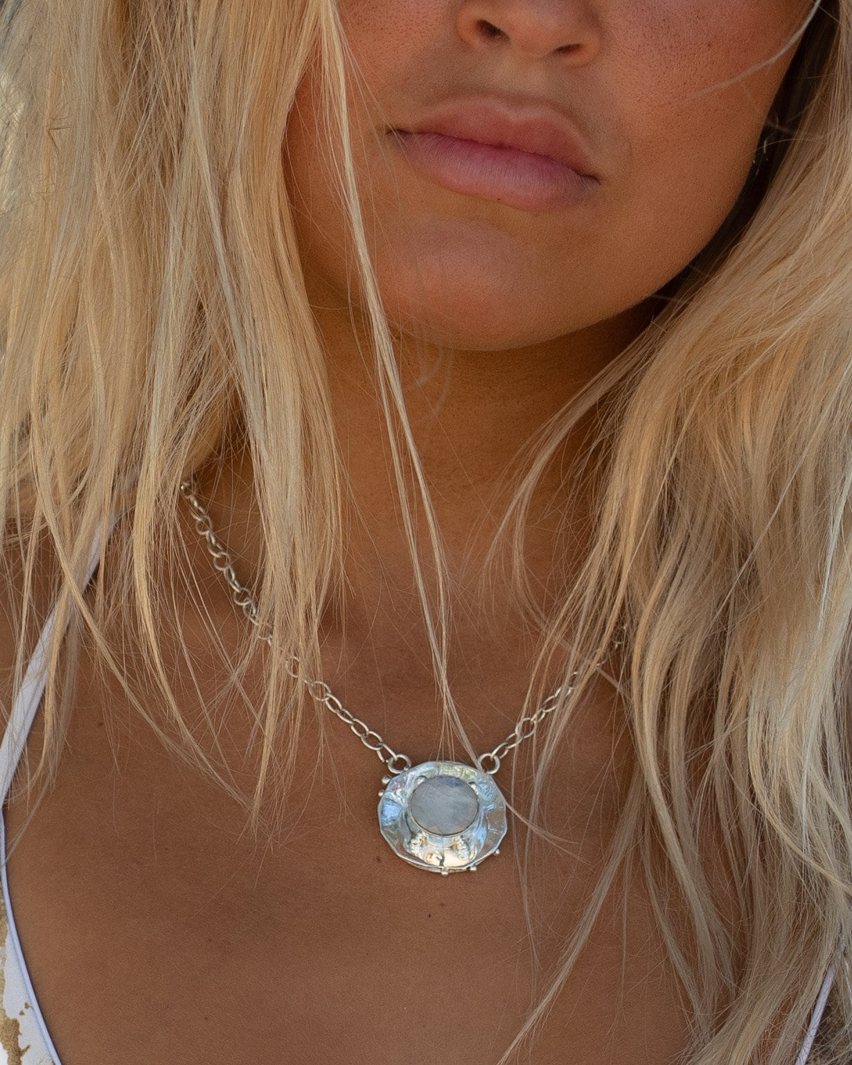 Moonstone Necklace ~ Sterling Silver 925 ~Jewelry ~ Statement ~ Handmade~ Chain~ ~Layered ~ MN160