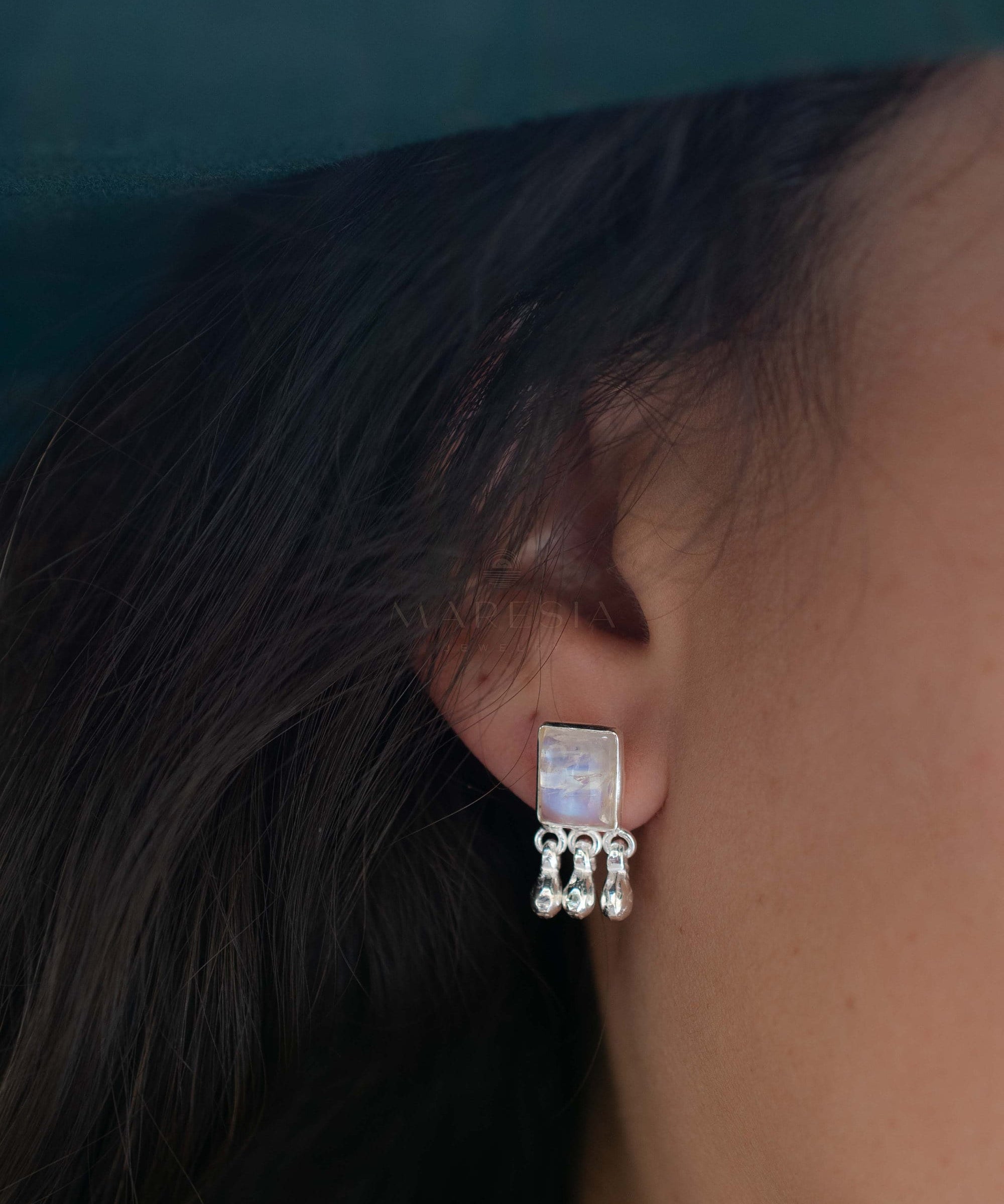 Delicate Moonstone Earrings ~ Sterling Silver 925 or Gold Plated over Sterling Silver ~ Gemstone ~ Post ~ Stud ~Handmade ~ Jewelry ~ ME229