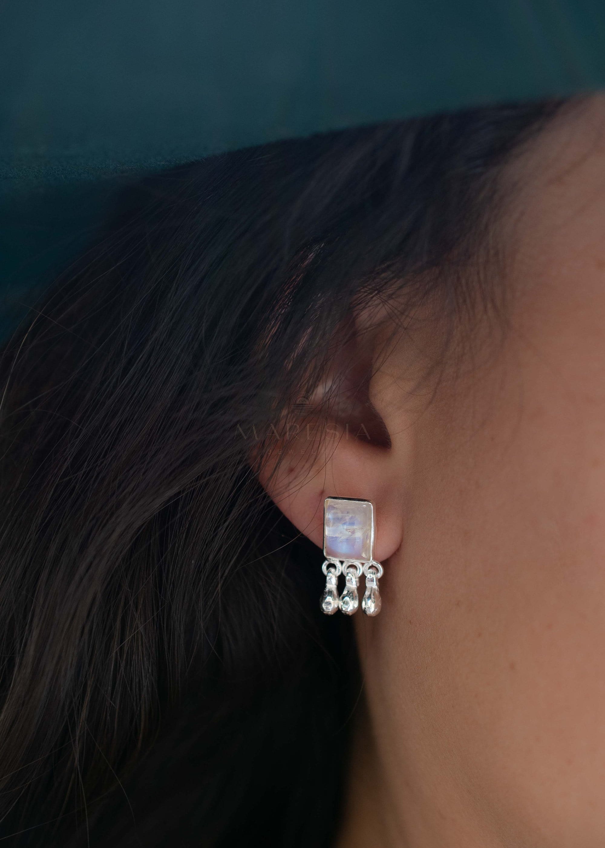 Delicate Moonstone Earrings ~ Sterling Silver 925 or Gold Plated over Sterling Silver ~ Gemstone ~ Post ~ Stud ~Handmade ~ Jewelry ~ ME229