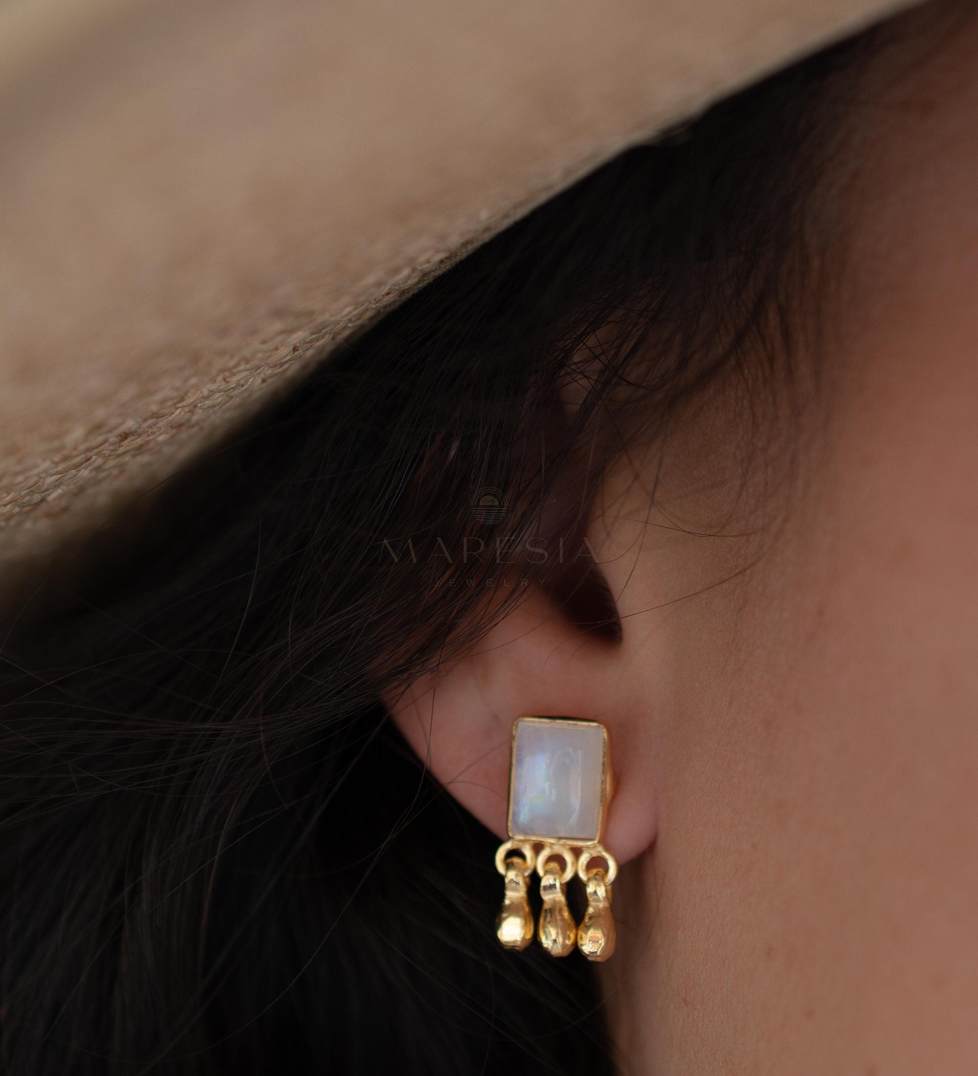 Delicate Moonstone Earrings ~ Sterling Silver 925 or Gold Plated over Sterling Silver ~ Gemstone ~ Post ~ Stud ~Handmade ~ Jewelry ~ ME229