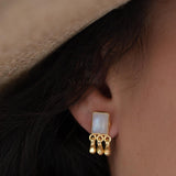 Delicate Moonstone Earrings ~ Sterling Silver 925 or Gold Plated over Sterling Silver ~ Gemstone ~ Post ~ Stud ~Handmade ~ Jewelry ~ ME229