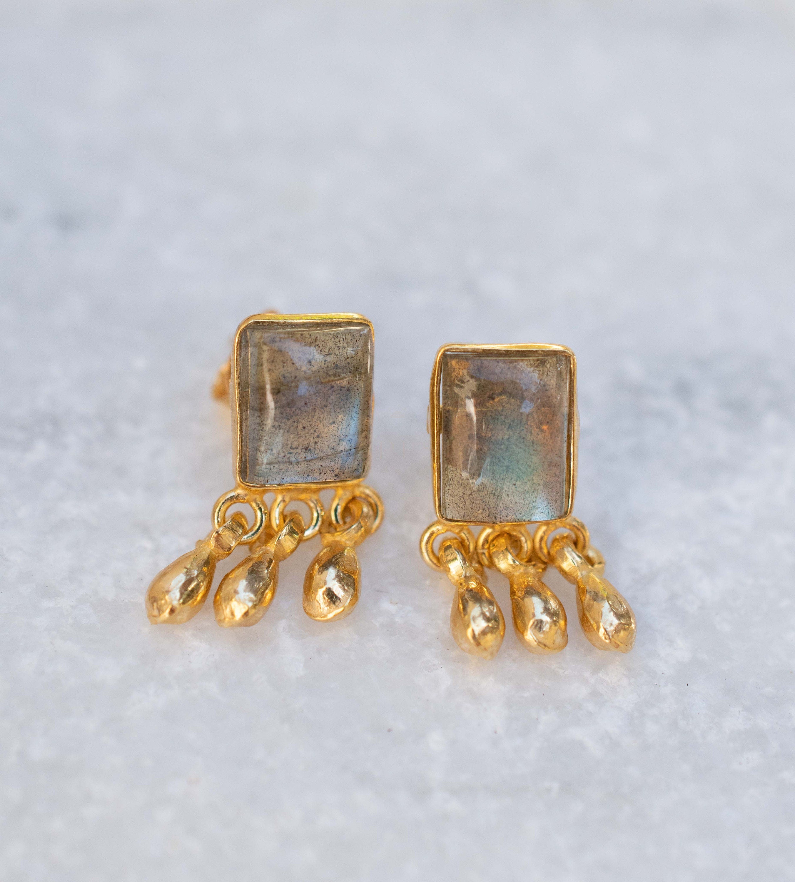 Delicate Labradorite Earrings ~ Sterling Silver 925 or Gold Plated over Sterling Silver ~ Gemstone ~ Post ~ Stud ~Handmade ~ Jewelry ME228