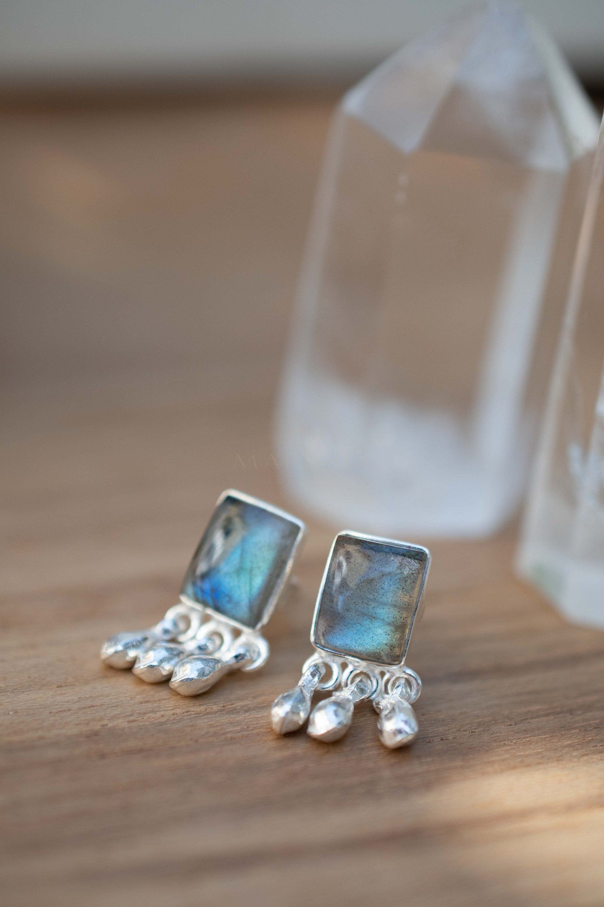 Delicate Labradorite Earrings ~ Sterling Silver 925 or Gold Plated over Sterling Silver ~ Gemstone ~ Post ~ Stud ~Handmade ~ Jewelry ME228